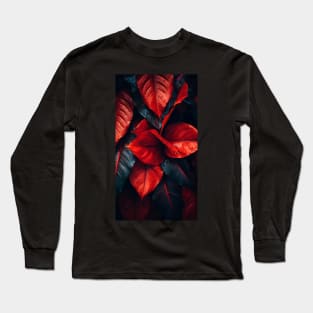 Beautiful fall leaves in surreal shades of red washed in rain ! Long Sleeve T-Shirt